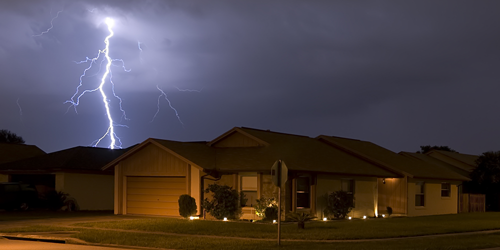 lightning flash above Florida house