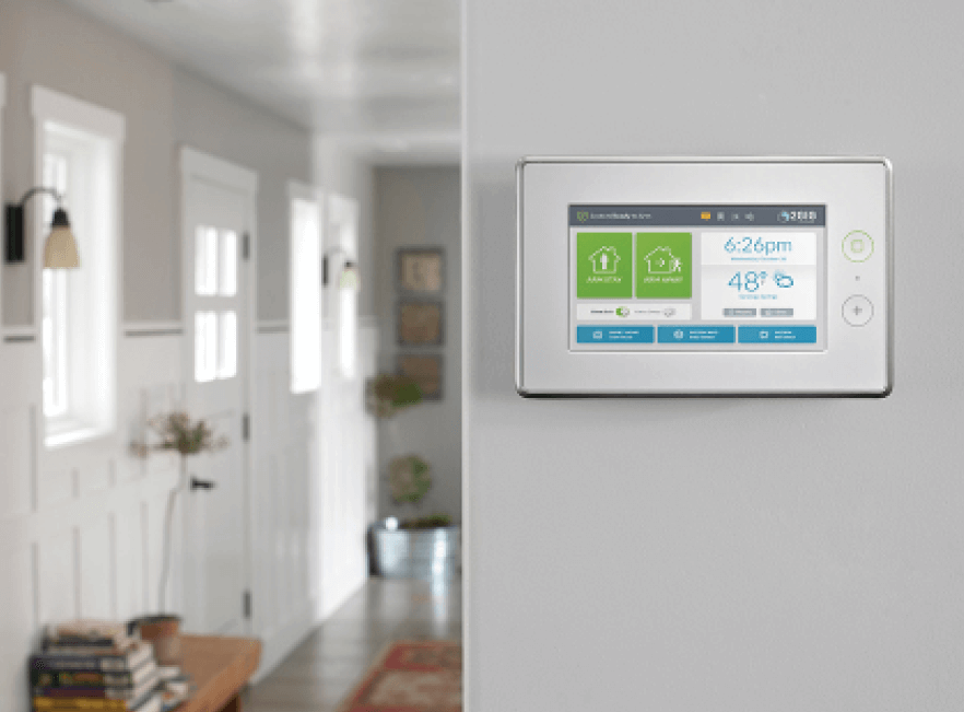 wall mounted 7 inch alarm system displayed in white