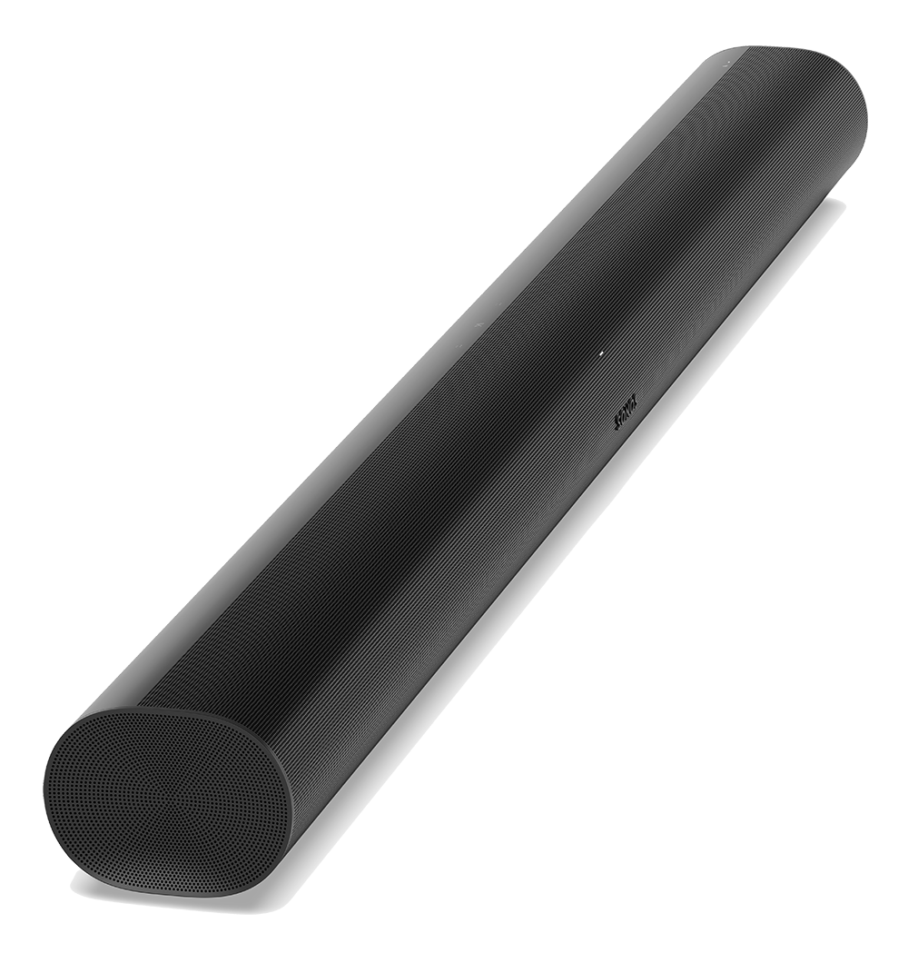 single sonos arc speaker in black, on display alone