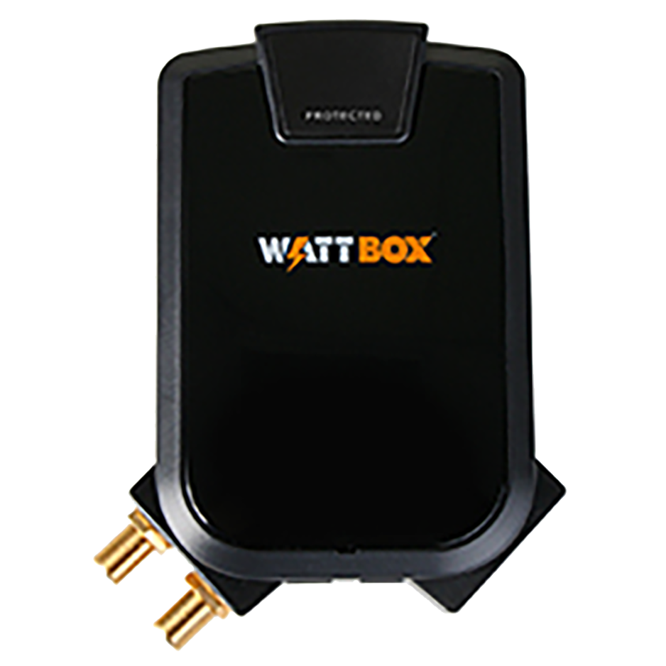 watt box in orange and black surge protector by itself